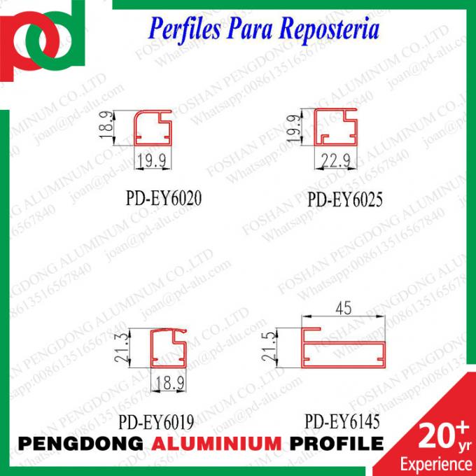 Perfiles de Aluminio Aleacion 6063-T5 παράγραφος Reposteria ένα Περού