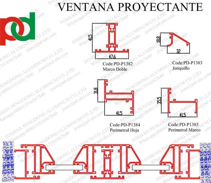 Παράγραφος Ισημερινός Aluminio Ventana Proyectante Perfiles