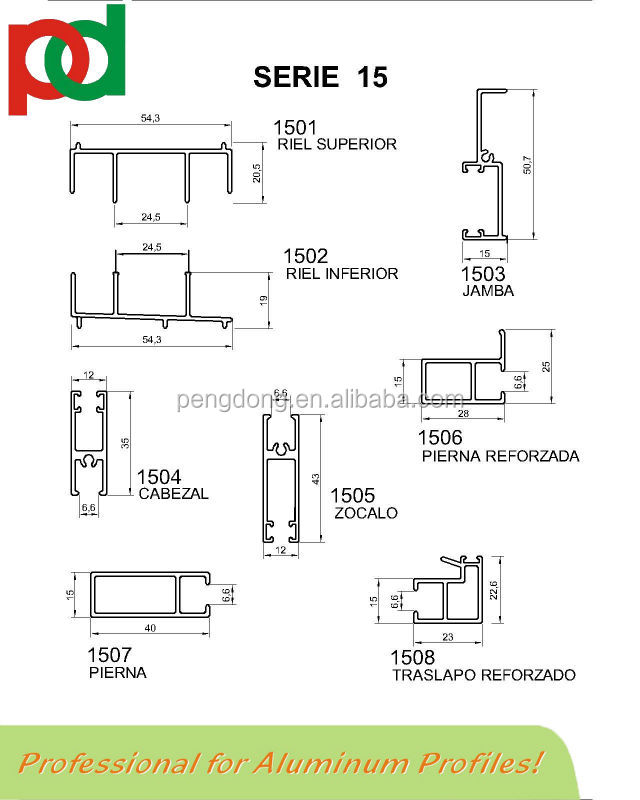 Perfiles de Aluminio (Βολιβία και Χιλή)--SERIE 15